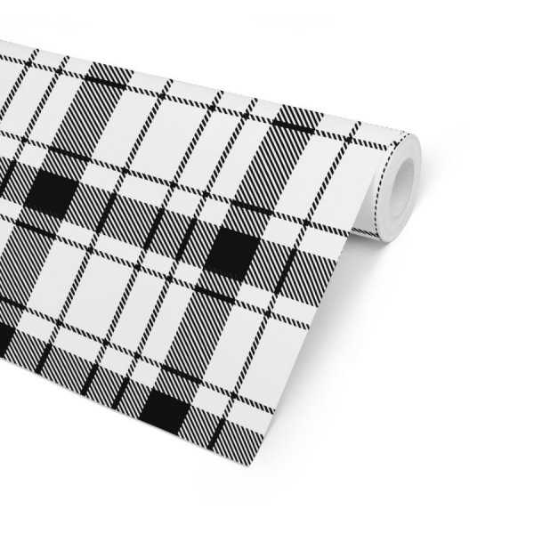 Tapeta ścienna w czarno białą kratę CLASSIC CHECKER