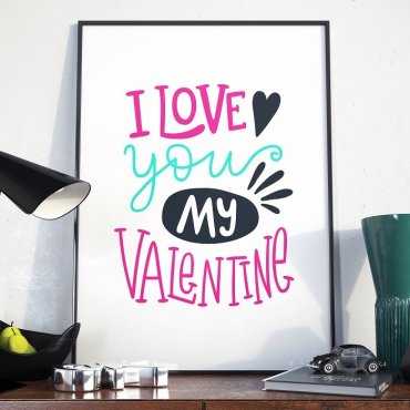 I LOVE YOU MY VALENTINE - Plakat w ramie