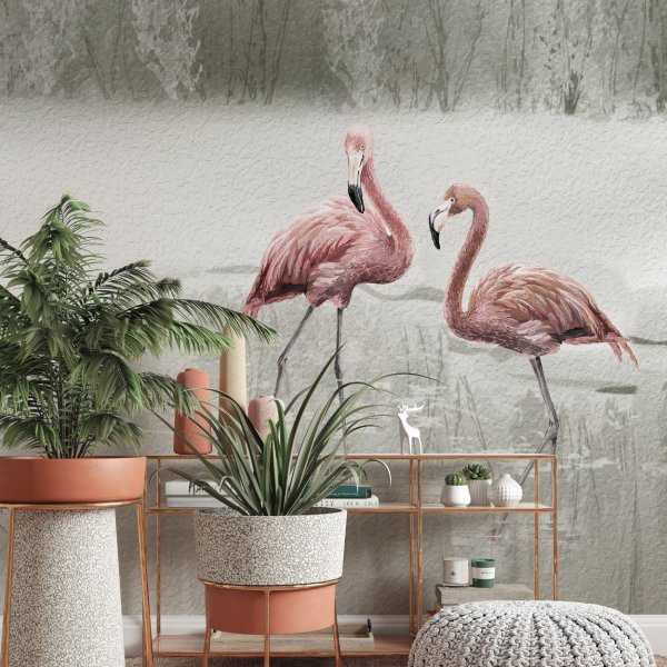 tapeta ścienna flamingo oasis
