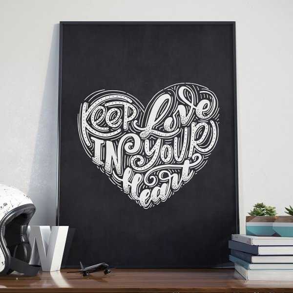 KEEP LOVE IN YOUR HEART - Plakat w ramie KEEP LOVE IN YOUR HEART - Plakat w ramie
