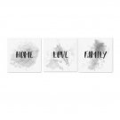 HOME LOVE FAMILY - Komplet trzech obrazów na płótnie HOME LOVE FAMILY - Komplet trzech obrazów na płótnie