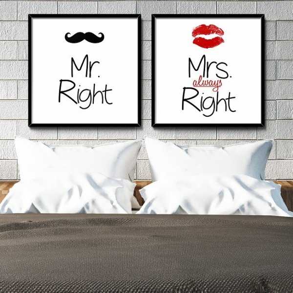 Mr. & Mrs. Right - Komplet plakatów typograficznych Mr. & Mrs. Right - Komplet plakatów typograficznych