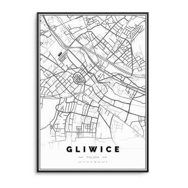 mapa gliwic na plakacie