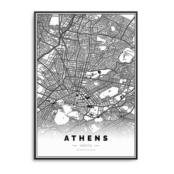 Plakat Z Map Greckich Aten Mapa Ateny