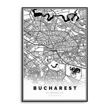 mapa bukareszt plakat w ramie