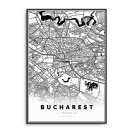 bukareszt mapa na plakacie z ramą