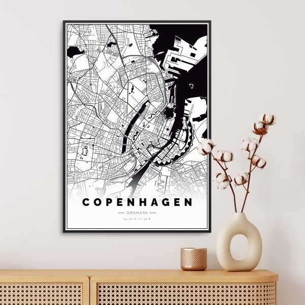 mapa kopenhagi na plakacie