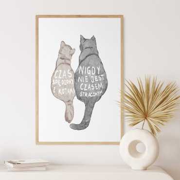 plakat z kotami - czas spędzony z kotem