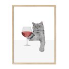plakat kota z winem