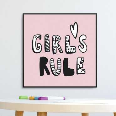 GIRLS RULE - Plakat dla dzieci