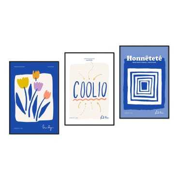 zestaw niebieskich plakatów coolio