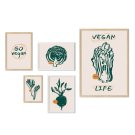 zestaw pięciu plakatów go vegan