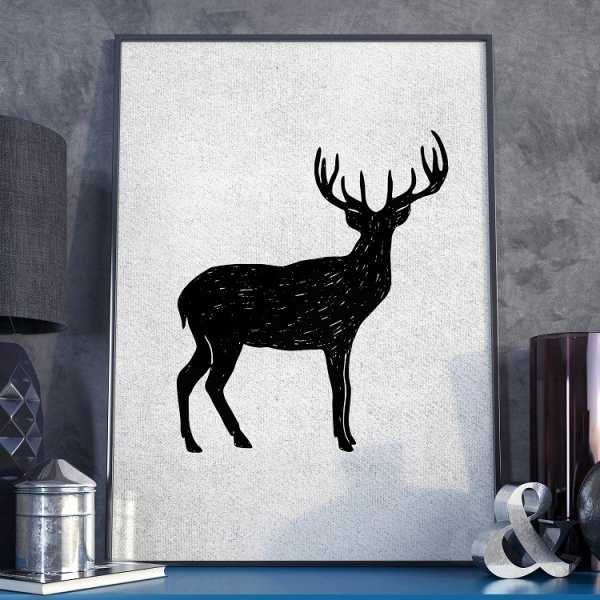 Plakat w ramie - Grunge Deer Plakat w ramie - Grunge Deer