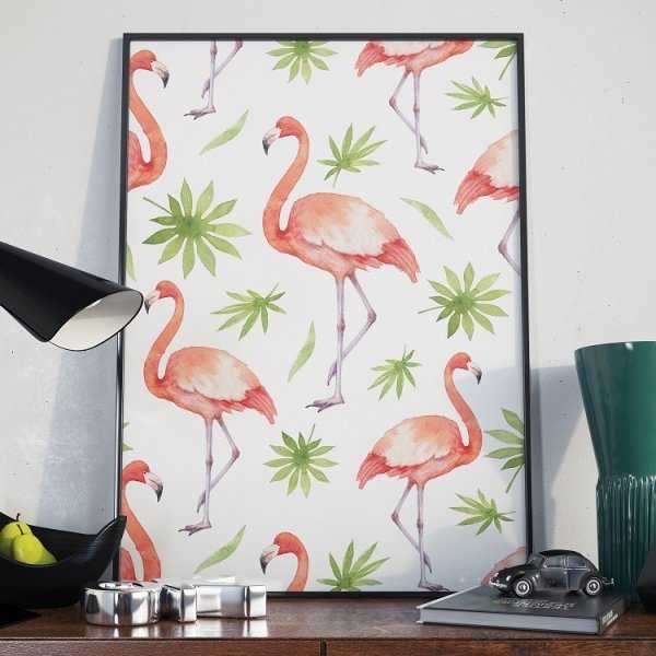Plakat w ramie - Flamingos