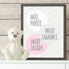 Mój pokój. Moje zabawki. Moje zasady. - Plakat typograficzny Mój pokój. Moje zabawki. Moje zasady. - Plakat typograficzny