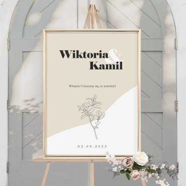 tablica powitalna na wesele beige