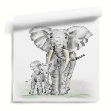 elephant family tapeta dziecięca