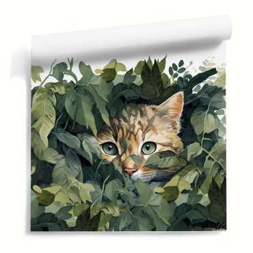 ukryty kotek tapeta leafy cat