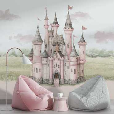 pink castle tapeta dziewczęca