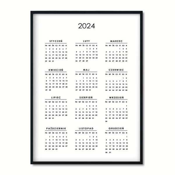 minimal kalendarz 2024
