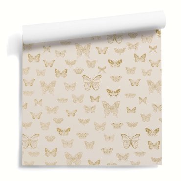 tapeta złota w motyle cream butterflies