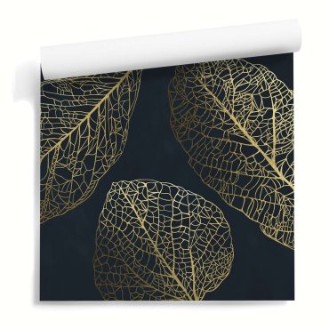 leaf veins tapeta w liście złota