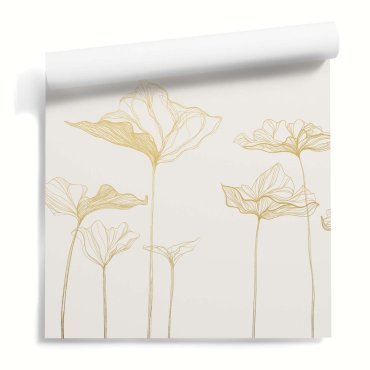 złote kwiaty na tapecie subtle flowers