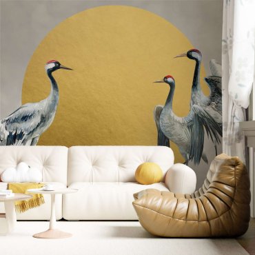 tapeta w ptaki złota cranes sunset