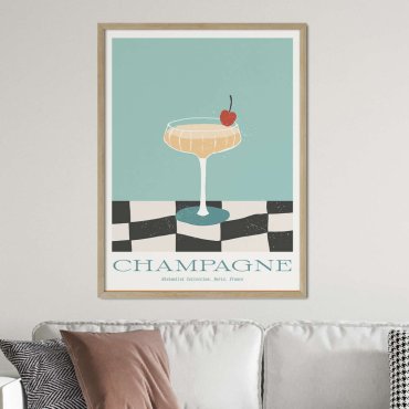 plakat w ramie champagne art