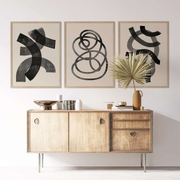 abstrakcyjny komplet plakatw shapes trio