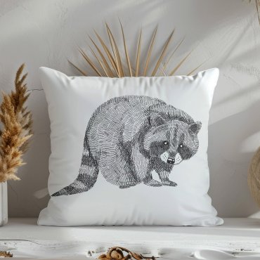 poszewka poduszki dekoracyjnej sketch raccoon