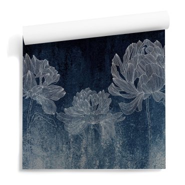 artful blooms tapeta srebrna