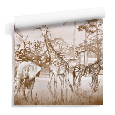safari postcard tapeta tropikalna