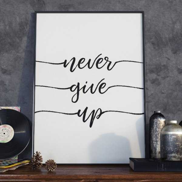 Plakat w ramie - Never give up Plakat w ramie - Never give up