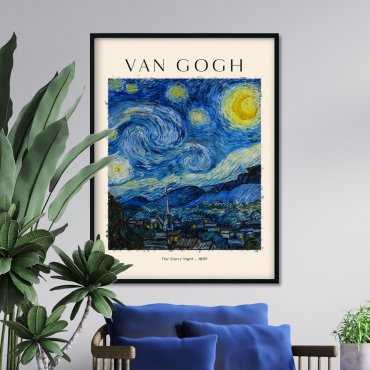 Plakat w ramie z reprodukcją obrazu "Gwieździsta noc" van Gogh