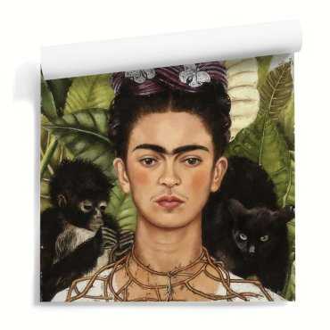 "Autoportret z naszyjnikiem z cierni i kolibrem" - obraz Fridy Kahlo reprodukcja tapeta ścienna