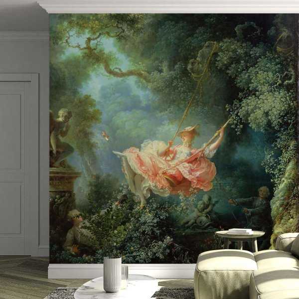 Tapeta ścienna z reprodukcją obrazu Jean Honoré Fragonard "Huśtawka" Tapeta ścienna z reprodukcją obrazu Jean Honoré Fragonard "Huśtawka"