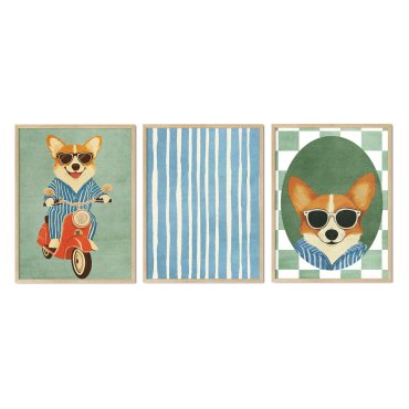 zestaw trzech plakatów cool corgi
