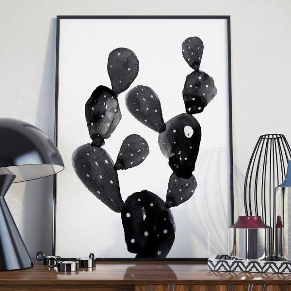 Plakat w ramie - Black Cactus Plakat w ramie - Black Cactus