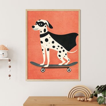 plakat z pieskiem dalmatian skater