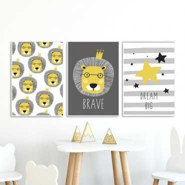 Zestaw plakatów dziecięcych - BRAVE LION