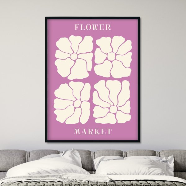flower market plakat fioletowy