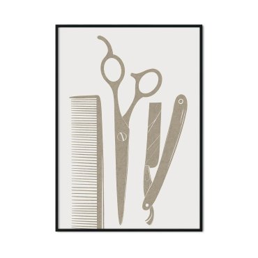 barber fryzjerskie przybory na plakacie