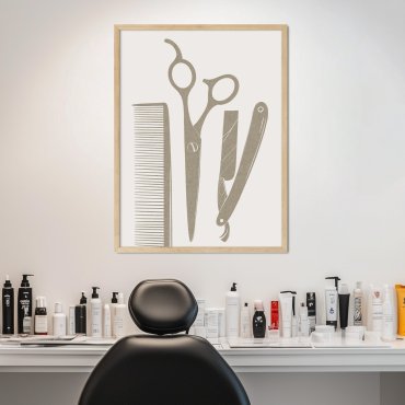 barber fryzjerskie przybory na plakacie