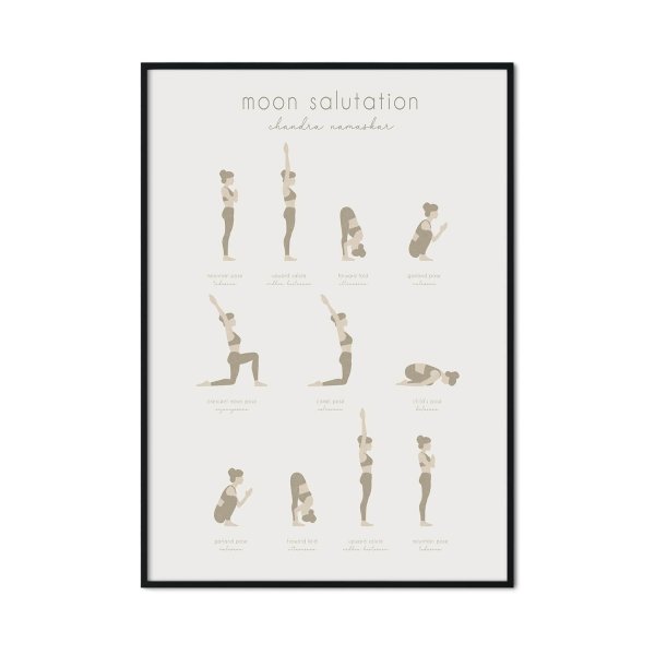 joga powitanie księżyca plakat w ramie