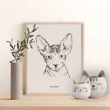 plakat z kotem rasy sfinks