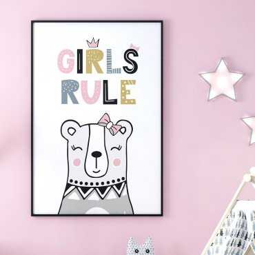 GIRLS RULE - Plakat dla dzieci