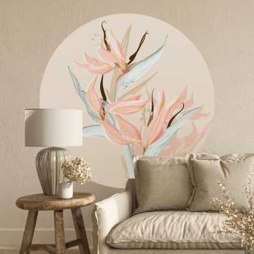 Tapeta w kształcie koła - Pastel Strelitzia