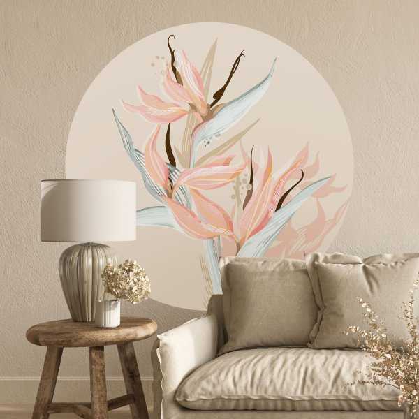 Tapeta w kształcie koła - Pastel Strelitzia Tapeta w kształcie koła - Pastel Strelitzia