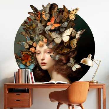 Tapeta w kształcie koła - Butterfly Crown